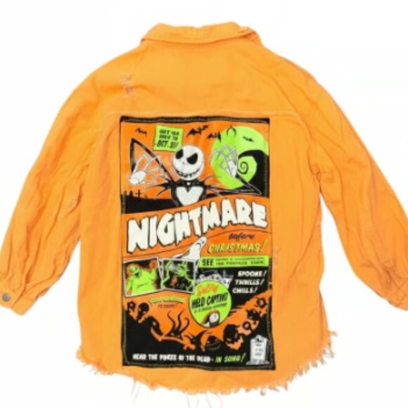 Upcycled Nightmare Before Christmas Denim Jacket - Picture 1 of 5